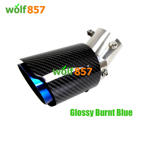Universal Adjustable Pipe Real Carbon Fiber Silver/Blue SUS304 Exhaust Tips Universal Adjustable Pipe Real Carbon Fiber Silver/Blue SUS304 Exhaust Tips