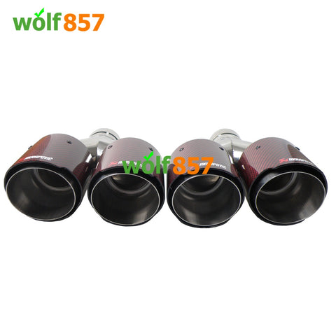 Universal AK Style Dual Y-shaped Red Carbon Fiber Chrome SUS304 Exhaust Tips Universal AK Style Dual Y-shaped Red Carbon Fiber Chrome SUS304 Exhaust Tips