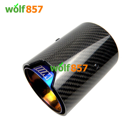 BMW Style 120mm Length Gloss Carbon Fiber M Performance Burnt Blue SUS304 Exhaust Tips BMW Style 120mm Length Gloss Carbon Fiber M Performance Burnt Blue SUS304 Exhaust Tips