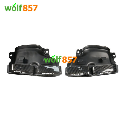 Real Carbon Fiber Mercedes Benz OEM+ C63 Style Replacement Square Exhaust Tips