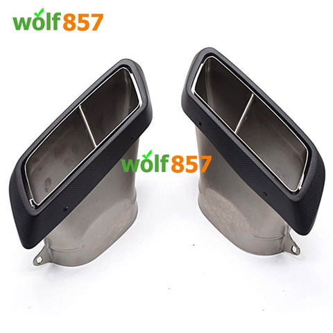 Benz C Class W205 Square Shape Matte Carbon Fiber Matte Silver 304 Stainless Steel Exhaust Tip