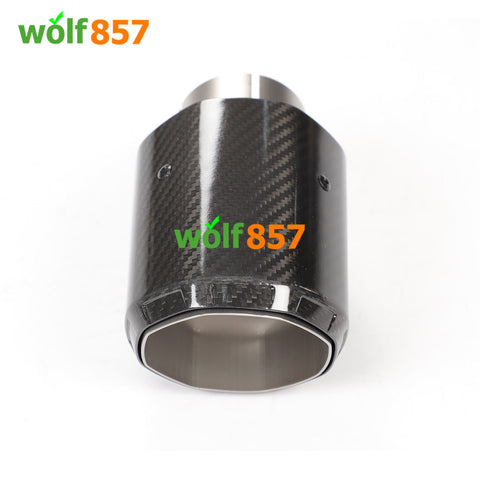 Octagonal Edge Matte / Gloss Carbon Fiber Exhaust Tips Sandblasting Inner 304 Stainless Steel Muffler Pipe