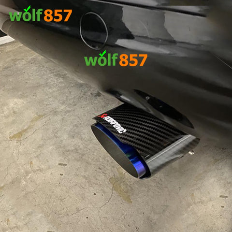Audi S5 B8 B8.5 Matte Carbon Fiber Burnt Blue AK Style Exhaust Tips