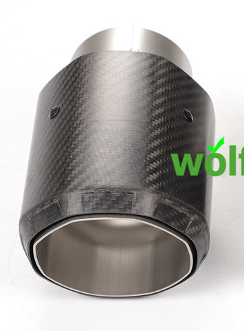 Octagonal Edge Matte / Gloss Carbon Fiber Exhaust Tips Sandblasting Inner 304 Stainless Steel Muffler Pipe