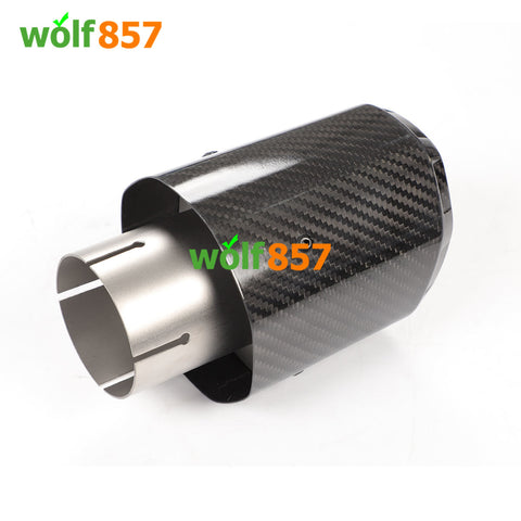 Octagonal Edge Matte / Gloss Carbon Fiber Exhaust Tips Sandblasting Inner 304 Stainless Steel Muffler Pipe