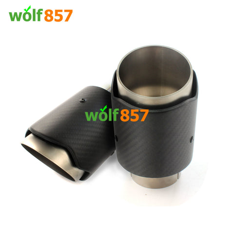 Weave Edge Matte Carbon Fiber Exhaust Tips Sandblasting Inner 304 Stainless Steel Akrapovic Muffler Pipe