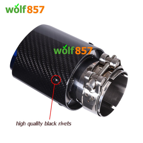 Audi S4 B8 B8.5 Gloss Carbon Fiber Burnt Blue AK Style Exhaust Tips