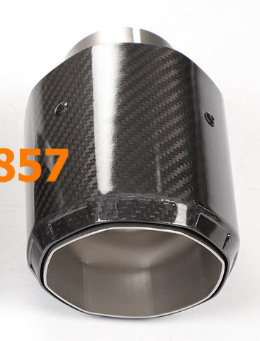 Octagonal Edge Matte / Gloss Carbon Fiber Exhaust Tips Sandblasting Inner 304 Stainless Steel Muffler Pipe