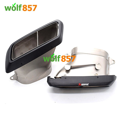 Benz C Class W205 Square Shape Matte Carbon Fiber Matte Silver 304 Stainless Steel Exhaust Tip