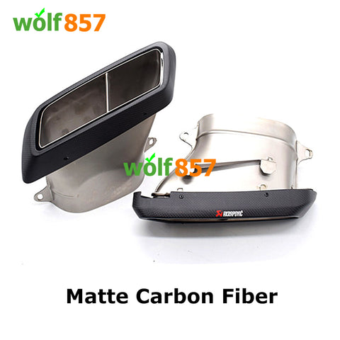 Benz C Class W205 Square Shape Matte Carbon Fiber Matte Silver 304 Stainless Steel Exhaust Tip