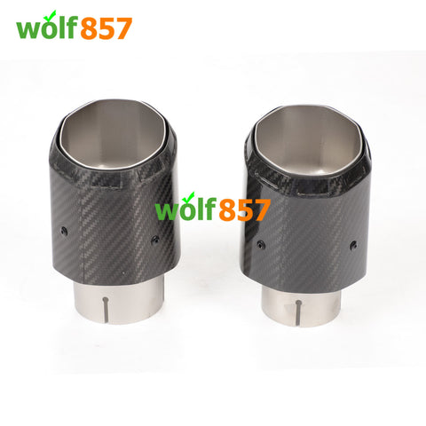 Octagonal Edge Matte / Gloss Carbon Fiber Exhaust Tips Sandblasting Inner 304 Stainless Steel Muffler Pipe