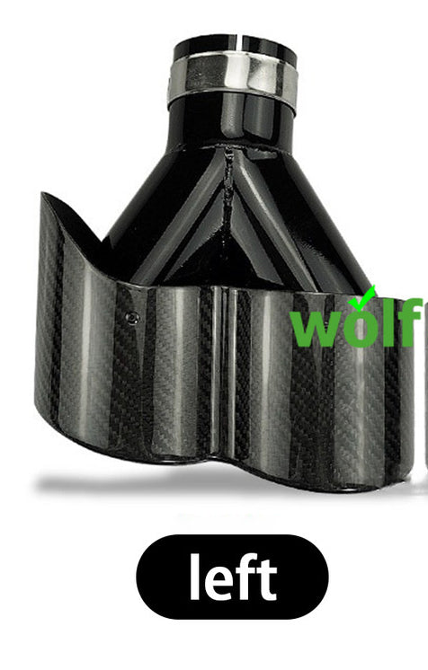 Dual Y-shaped Gloss Curly Carbon Fiber Black SUS304 Exhaust Tips