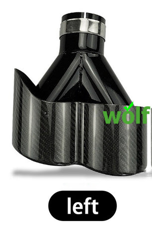 Dual Y-shaped Gloss Curly Carbon Fiber Black SUS304 Exhaust Tips
