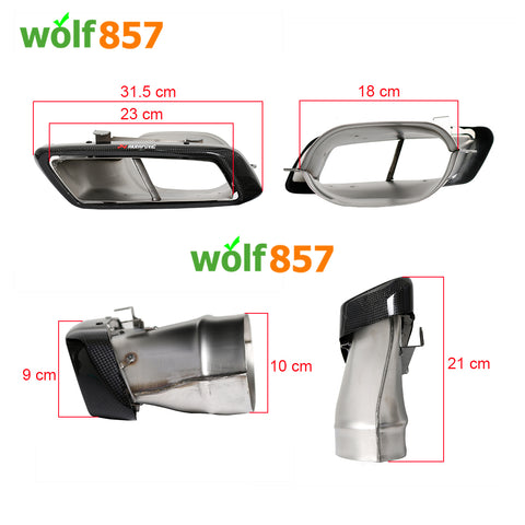 Benz C Class W205 Square Shape Matte Carbon Fiber Matte Silver 304 Stainless Steel Exhaust Tip