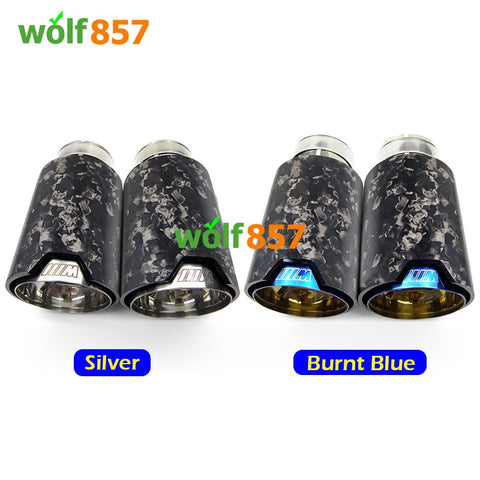 BMW Style 170mm Length Forged Carbon Fiber M Performance Silver/Black/Blue SUS304 Exhaust Tips