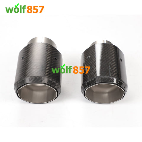 Octagonal Edge Matte / Gloss Carbon Fiber Exhaust Tips Sandblasting Inner 304 Stainless Steel Muffler Pipe