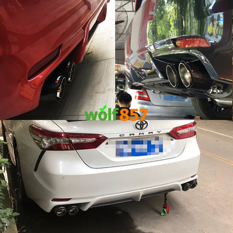 Dual h Shaped Gloss Carbon Fiber Cover Chrome Stainless Steel Exhaust Tips Muffler Pipe