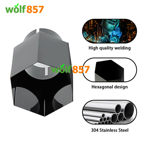 Hexagon Shape Exhaust Muffler Tailpipe Red Blue Black Yellow 304 Stainless Steel Exhaust Tips Car Modification Extension Pipe