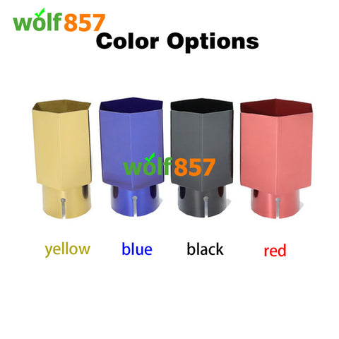 Hexagon Shape Exhaust Muffler Tailpipe Red Blue Black Yellow 304 Stainless Steel Exhaust Tips Car Modification Extension Pipe