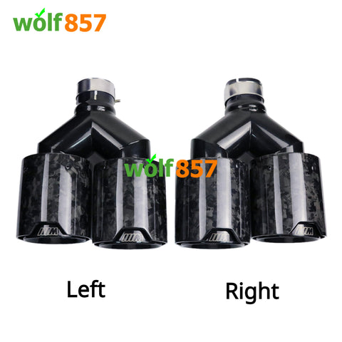 BMW Style Dual Y-shaped Forged Carbon Fiber M Performance Black SUS304 Exhaust Tips