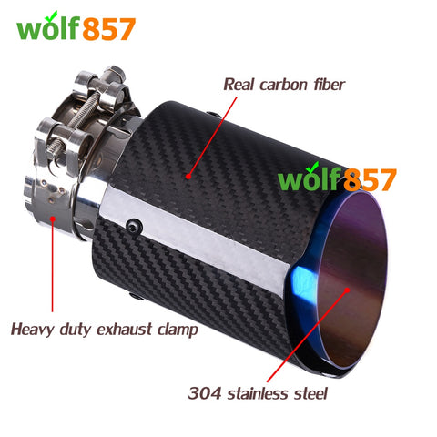 BMW 3 Series 335i 335d E90 E91 E92 E93 Gloss Carbon Fiber Burnt Blue AK Style Exhaust Tips