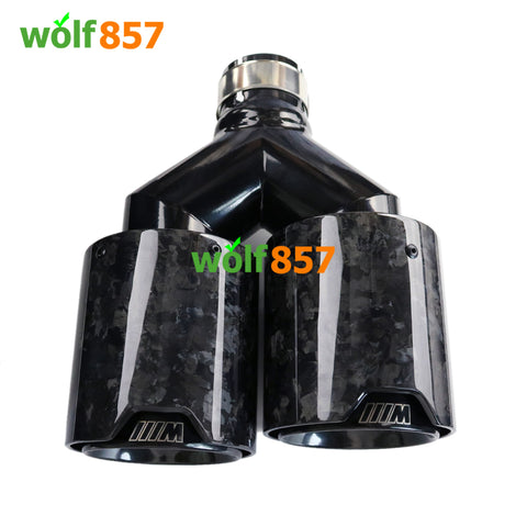 BMW Style Dual Y-shaped Forged Carbon Fiber M Performance Black SUS304 Exhaust Tips