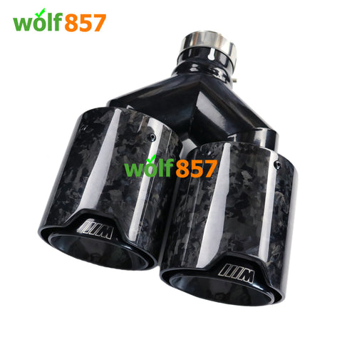 BMW Style Dual Y-shaped Forged Carbon Fiber M Performance Black SUS304 Exhaust Tips