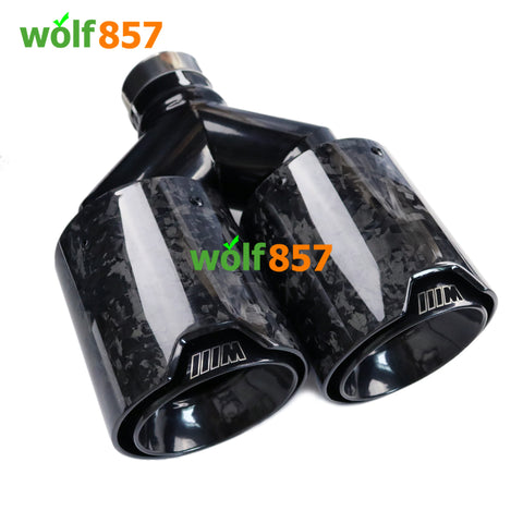 BMW Style Dual Y-shaped Forged Carbon Fiber M Performance Black SUS304 Exhaust Tips