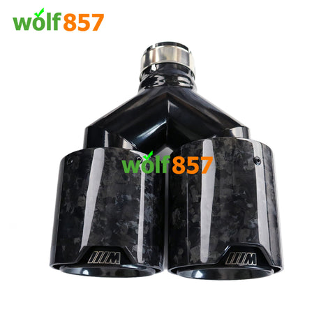 BMW Style Dual Y-shaped Forged Carbon Fiber M Performance Black SUS304 Exhaust Tips