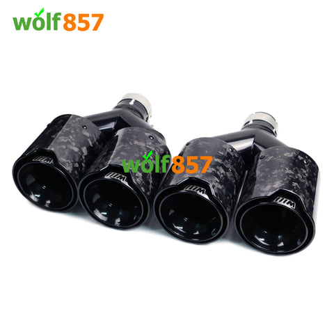 BMW Style Dual Y-shaped Forged Carbon Fiber M Performance Black SUS304 Exhaust Tips
