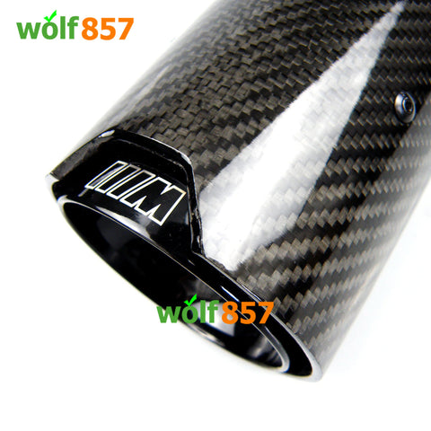 BMW Style 120mm Length Gloss Carbon Fiber M Performance Gloss Black SUS304 Exhaust Tips