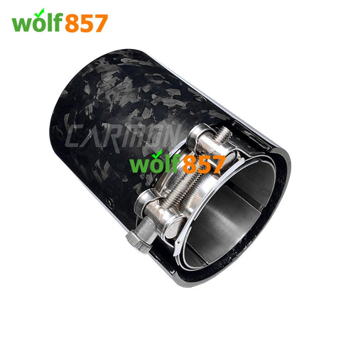 BMW Style 120mm Length Gloss Forged Carbon Fiber M Performance Burnt Blue SUS304 Exhaust Tips